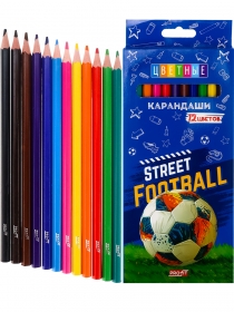 Карандаши цв пл.2М,набор,гекс.12цв. УЛИЧНЫЙ ФУТБОЛ (КЦ-2622) гриф.d=2,8мм,в к/к, кр 24