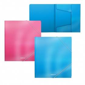 Папка для тетрадей на резинках пластиковая ErichKrause Glossy Bubble Gum, арома, A5+, ассорти (в пакете по 4 шт.) 55304