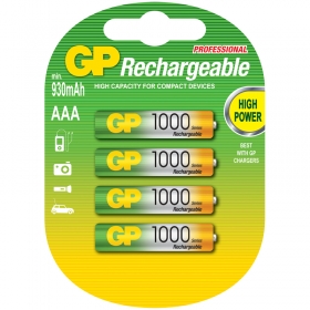 Аккумулятор GP AAA (HR03) 1000mAh 4BL GP 100AAAHC-2DECRC4 (цена за 1 уп - 4 шт)