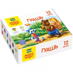 Гуашь 12 цв, 10мл,  Мульти-Пульти "Енот в сказке", картон ГК_43560