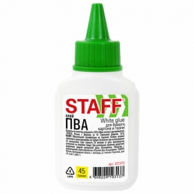 Клей ПВА 45гр, STAFF, с дозатором, 227375