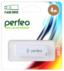 Флеш-накопитель  Perfeo USB 4GB C02 White PF-C02W004