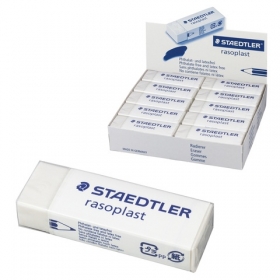 Ластик большой STAEDTLER (Германия) "Rasoplast", 65x23x13 мм, белый, прямоугольный, картонный держат