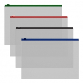 Zip-пакет пластиковый ErichKrause® Fizzy Clear c цветной молнией, А4, прозрачный, ассорти (в пакете