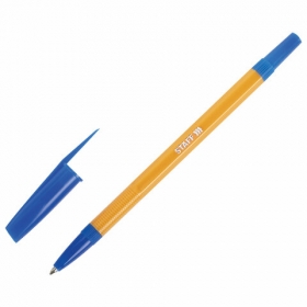 Ручка шариковая STAFF BP-03, СИНЯЯ, корпус оранжевый, узел 1мм, линия 0,5мм, 143741