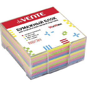 Куб бумажный для записей "deVENTE" 90x90 мм, 400 л, 5 неон цв, 10 слоев, непрокл, офсет 80 г/м², в прозр пласт подставке 2013701