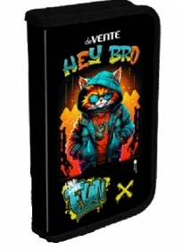 Пенал "deVENTE. Hey Bro" 20,5x12 см, двухстворчатый прямоугольный для 31 предмета, на молнии, картон с конгревным тиснением 7012409