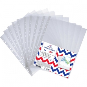 Папка-вкладыш "Attomex" A4 20(17) мкм, гладкая фактура, с универсальной боковой перфорацией, (цена за 100 шт - 1 уп) 3050200