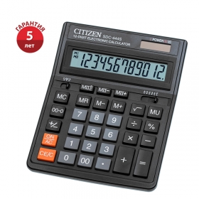 Калькулятор настольный Citizen SDC-444S, 12 разр., двойное питание, 153*199*31мм, черный SDC-444S