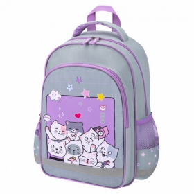 Рюкзак ПИФАГОР SCHOOL, 1 отделение, 3 кармана, "Cats selfie", 38x28х14 см, 273165