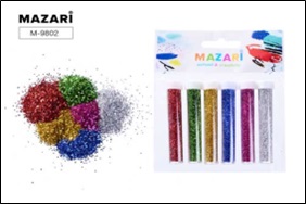 Набор блёсток декоративных, 6 цветов х 4 г, в пластиковых тубах, с европодвесом M-9802 цена за 6 шт