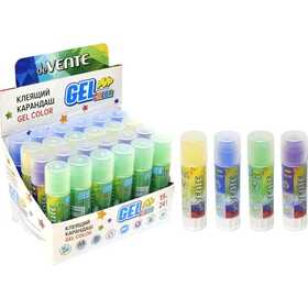 Клеящий карандаш PVP основа "deVENTE. Color Gel" 15 г гелевый цветной полупрозр, 4 цв асс (голуб,зел,фиол,желт) 4042056