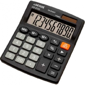 Калькулятор настольный "deVENTE" DD-3310, 105x127x25 мм, 10 разрядный, прорезиненные ножки, черный 4031321