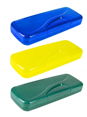 Пенал цветной прозрачный с блестками (ПМ-2066), пластик, 3 цвета, 205х72х26 мм, МИКС ПМ-2066