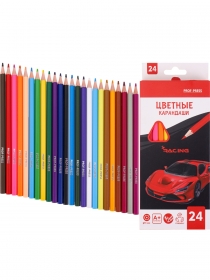 Карандаши цветн пластик.2М,наб,гексаг. 24цв. КРАСНОЕ АВТО (КЦ-9305) гриф.d=3мм,в карт.кор,кр6