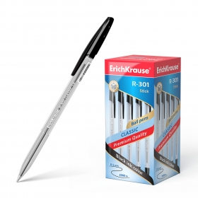 Ручка шариковая ErichKrause® R-301 Classic Stick 1.0, цвет чернил черный (в коробке по 50 шт.) 43185