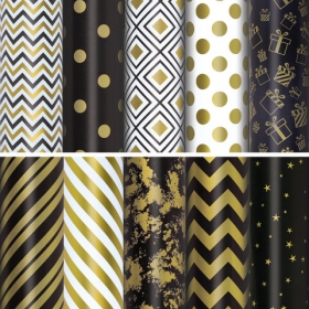 Бумага упаковочная подарочная мелованная "Golden pattern", 70x100 см, 10 дизайнов ассорти, ЗОЛОТАЯ СКАЗКА, 591912
