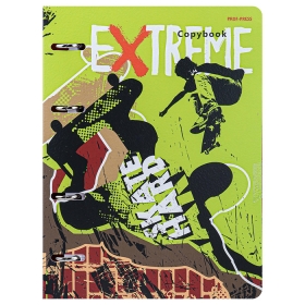 Тетрадь КЛЕТКА 120л. ЭКСТРЕМАЛЬНЫЙ СПОРТ - 2 (120-6965) с перфорац, интегр. обл.4+4 мат. лам.,холст