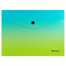 Папка-конверт на кнопке Berlingo "Radiance", А5, 180мкм, голубой/зеленый градиент EFb_A5003