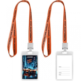 Бейдж школьный пластик"deVENTE. Fast Or Last" 110x65 мм, вертикальный, прозр, ПВХ, на цвной ленте с принтом, с пластик клипсой 8093523