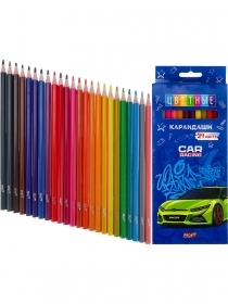Карандаши цв пл.2М,набор,гекс. 24цв. СУПЕРКАР (КЦ-2630) гриф.d=2,8мм,в к/к,12