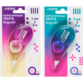 Корректирующая лента "deVENTE. Degrade" 5 ммx08 м, цвет дегаде, прозрачный корпус, фронтальный аппликатор, в картонном блистере 4062349