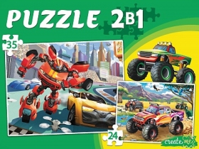 МАКСИ-ПАЗЛЫ 2 в 1. ТРАНСФОРМЕРЫ И ТАЧКИ №3  (24 и 35 эл.) (Арт. ПМ24-35-8107)