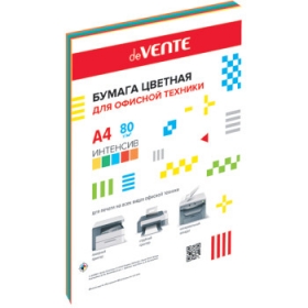Бумага цветная для офисной техники "deVENTE. Intensive" A4 50 л, 80 г/м², интенсивные цвета, ассорти (5 цветов) 2072414