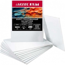 Холст на картоне 10x13 см грунтованный "deVENTE. ART" 100% хлопок 280 г/м², мелкое зерно, цв белый, термоусадочная пленка 8150427