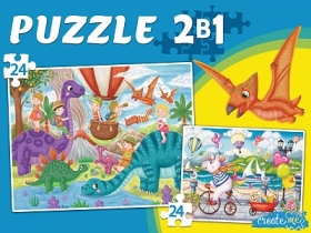МАКСИ-ПАЗЛЫ 2 в 1. ЕДИНОРОГИ + ДИНОЗАВРЫ №4 (24 и 24 эл.)  (Арт. П24-7246)
