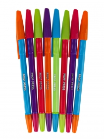 Набор  ручек шариковых "ПРОФИ FUNKY STYLE" СИНЯЯ (РШ-4872) d=0,7мм,цв.контр корп,риф гр,8шт в пакете