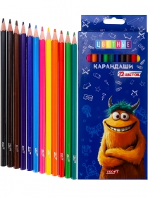 Карандаши цв пл.2М,набор,гекс.12цв. МОНСТРИК (КЦ-2626) гриф.d=2,8мм,в к/к, кр 24
