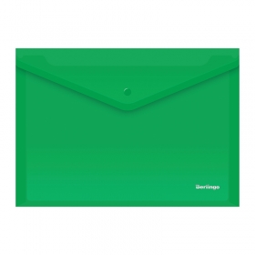 Папка-конверт на кнопке А4, Berlingo 180мкм, зеленая AKk_04104