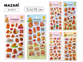 Наклейки декоративные КАПИБАРА, 9.4*18 см, 6 диз., ОПП-упаковка M-8574