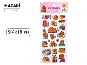 Наклейки декоративные КАПИБАРЫ, 9.4*18 см, 6 диз., ОПП-упаковка M-20430