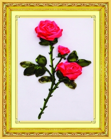 Набор для вышивания лентами 28х43 см. Красная роза Арт. C-0288
