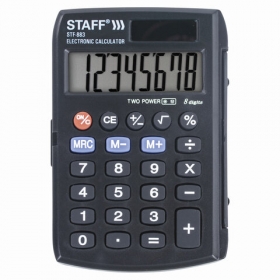 Калькулятор STAFF карманный STF-883, 8 разрядов, двойное питание, 95х62мм, 250196