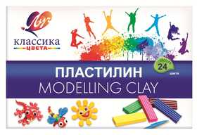 Пластилин 24 цв, 480 гр, "Классика" стек/картон.вклад., 28С 1642-08