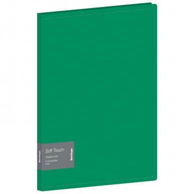 Папка с 10 вкладышами Berlingo "Soft Touch", 17мм, 700мкм, зеленая, с внутр. карманом DB4_10983