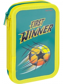 Пенал 3-секц, большой ЖЕЛТЫЙ МЯЧ В СЕТКЕ (ПН-1951) (190х115) ламинированный картон ПН-1951