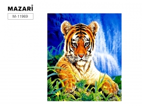 Алмазная мозаика с мольбертом ТИГРЁНОК, 21х25см, 1 дизайн, частичная выкладка,  ОПП упаковка. M-11969*