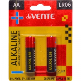 Батарейка "deVENTE. Alkaline" алкалиновая, AA, LR6, 1,5В, 2 шт в блистере 9010102