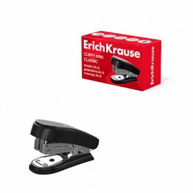 Мини-степлер №24/6, 26/6 ErichKrause Clippy Mini Classic до 15 листов, черный (в коробке по 1 шт.) 61741