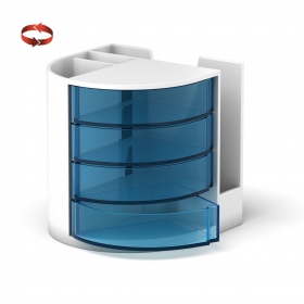 Настольная подставка пластиковая ErichKrause® Venezia, Classic, белый с голубыми ящиками 55778