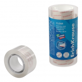 Клейкая лента ErichKrause Clear, прозрачная, 24ммх20м (в пленке по 4 шт.) 58731