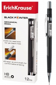 Карандаш механический ErichKrause® Black Pointer 0.5мм, НВ (по 12 шт.) 22005