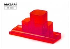 Подставка для канц. принадлежностей TURRET, прозрачно-красный, 220х120х120 мм, полистирол M-1894