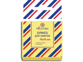 Клейкая бумага для заметок "Attomex" 76x76 мм, 100 листов, офсет 60 г/м2, желтая 2010004