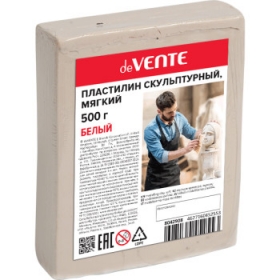 Пластилин скульптурный "deVENTE" белый, 500 г, пленка, мягкий 8042908