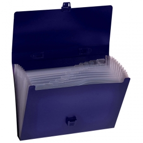 Папка-портфель 13 отделений OfficeSpace А4, 700мкм, на замке, пластик, синий F13P2_335